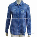 Women's Striped Casual/Dress Shirt with Long/Short Sleeves, Made of 100% Cotton and Yarn-dyed